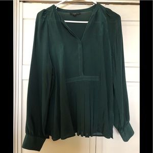 J. Crew medium tall dark green 100% silk blouse
